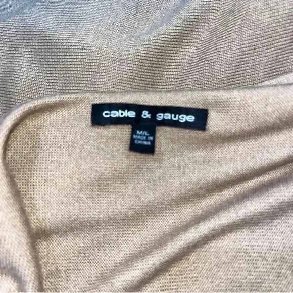 Cable & Gauge tan, open front, shark bite hem, long, cardigan - Picture 6 of 6